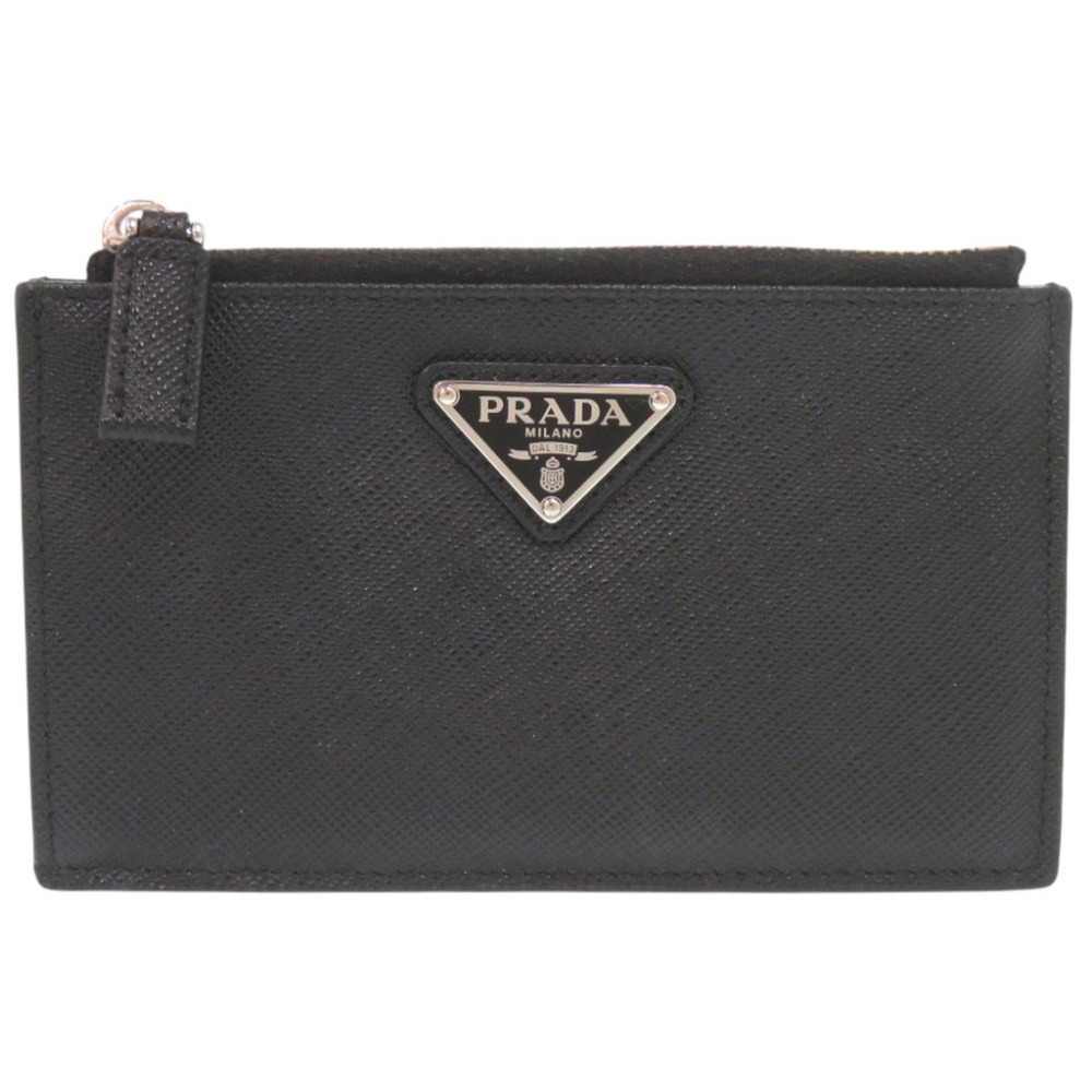 Prada Triangle Logo Saffiano Leather 2MC086 Black Business Card Holder/Card C...